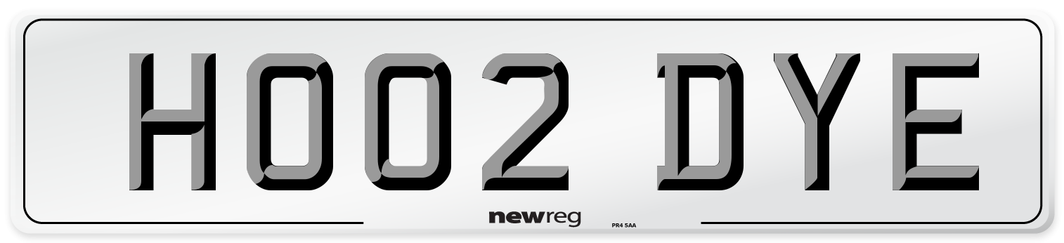HO02 DYE Number Plate from New Reg